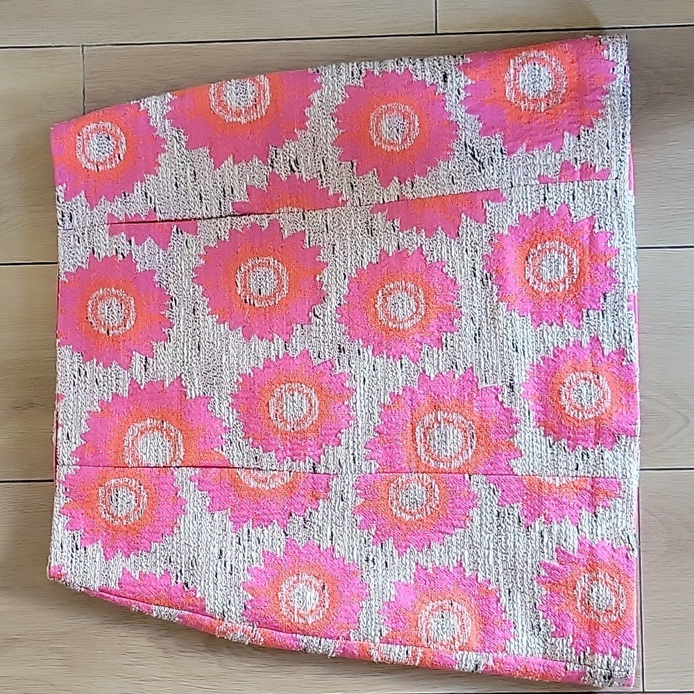 Trina Turk Pink and Orange Floral A-Line Skirt